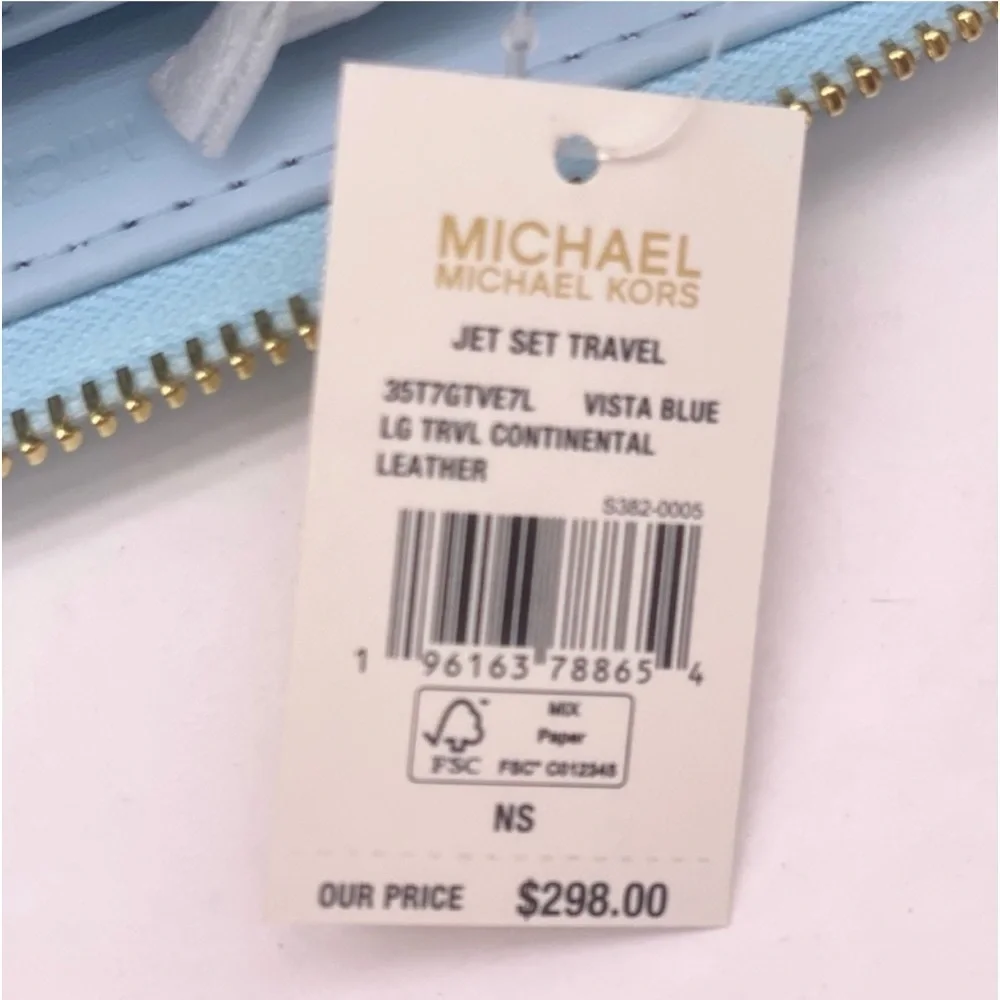 Michael Kors Large Continental Wallet Wristlet Vista Blue